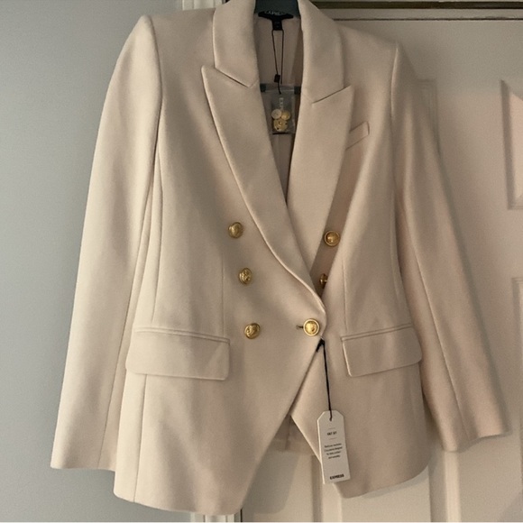 Express Flannel Knit Peak Lapel Double Breasted Blazer - Picture 2 of 7